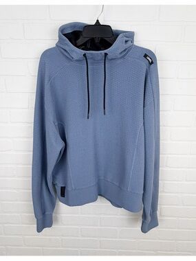 UNRL Womens Elevation Hoodie Sweatshirt Textured Stretch Light Blue Size 2XL